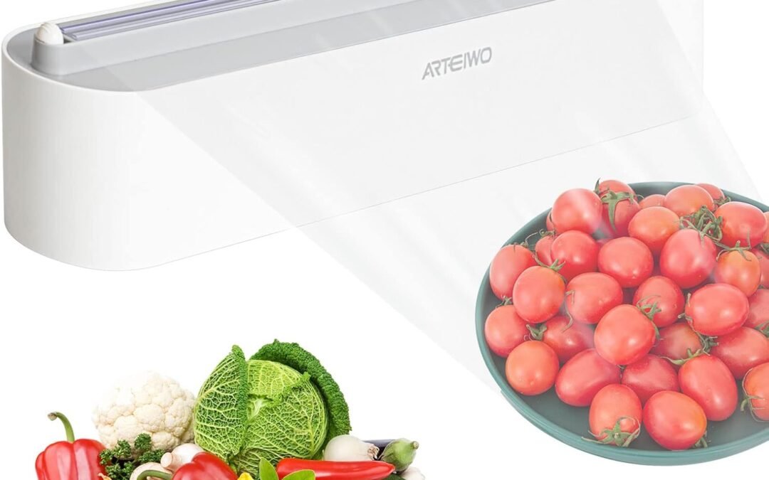 Wholesale OEM ODM Magnetic Refillable Plastic Wrap Dispenser With Cutter, Tin Aluminum Foil Dispenser with Cutter, Sturdy Food Cling Wrap Film Cutter, 12 Inch X 328 Feet Plastic Wrap Included… Factory & Supplier