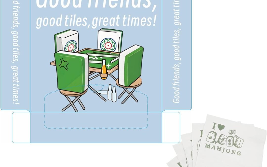 Wholesale OEM ODM Mahjong Napkins – 4 Packs, 80 Sheets Total, Eco-Friendly Degradable Wood Pulp, Food-Grade Material, Printed “Good Friends, Good Tiles, Great Times” for Game Nights, Parties, Mahjong Gatherings Factory & Supplier