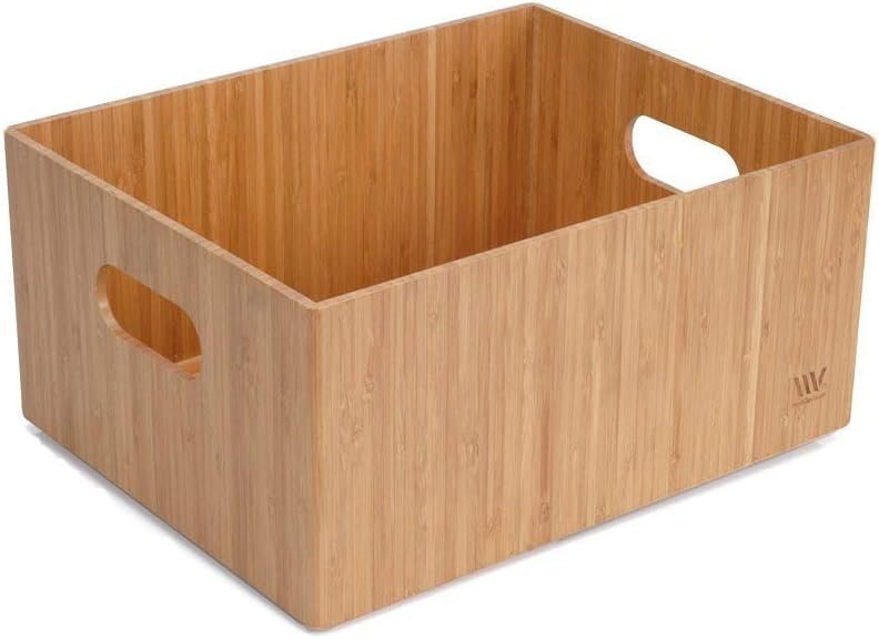 Wholesale OEM ODM MobileVision Bamboo Storage Box, 14”x11”x 6.5”, Durable Bin w/ Handles, Stackable – For Toys Bedding Clothes Baby Essentials Arts & Crafts Closet & Office Shelf Factory & Supplier