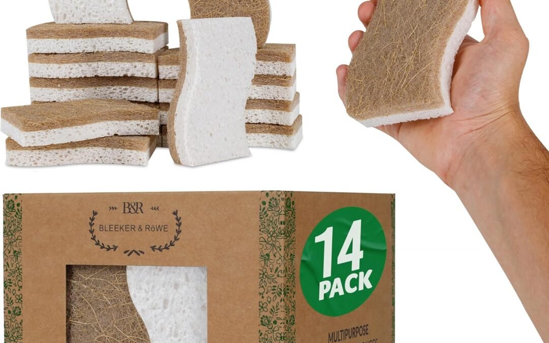 Wholesale OEM ODM Natural Kitchen Sponge – Biodegradable Compostable Plant Based Coconut Scrubber Sponge – 14pcs Factory & Supplier