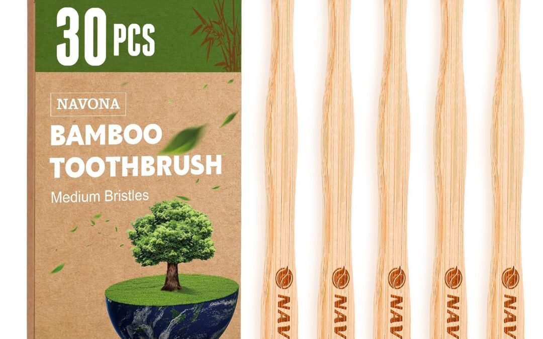 Wholesale OEM ODM Navona 30 PCS Bamboo Toothbrushes Pack, BPA Free Medium Bristles Toothbrushes for Adults, Eco-Friendly Natural Wooden Toothbrush Bulk, Box of Two Reusable Travel Toothbrush Factory & Supplier