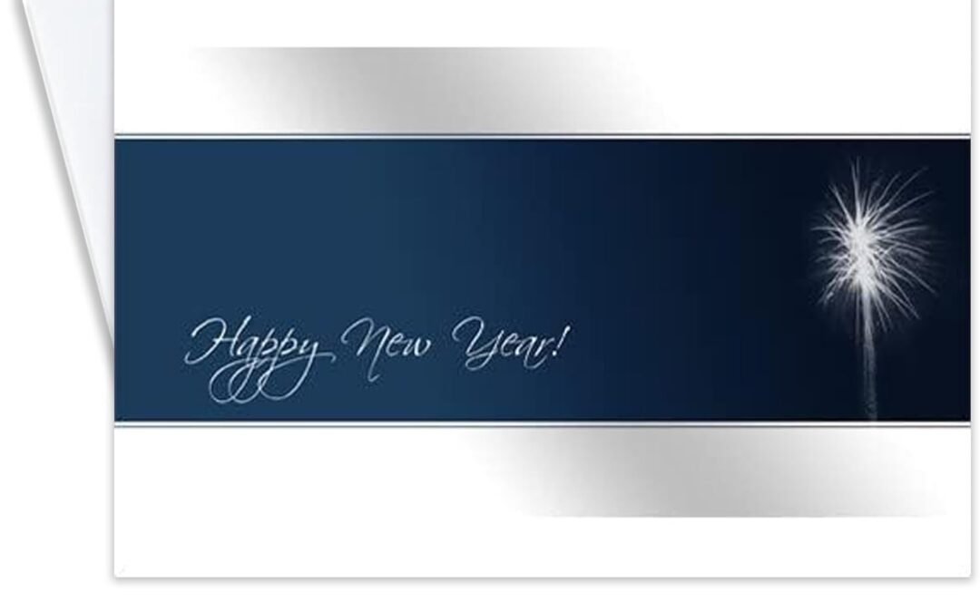 Wholesale OEM ODM New Year Greeting Cards for Business & Family (Firework) Bulk Greeting Card Set Pack of 25 Happy New Year Cards with Silver Foil Lined Envelopes (5×7 inch – A7) Great for Office, Work, Employees & Clients FL100 Factory & Supplier