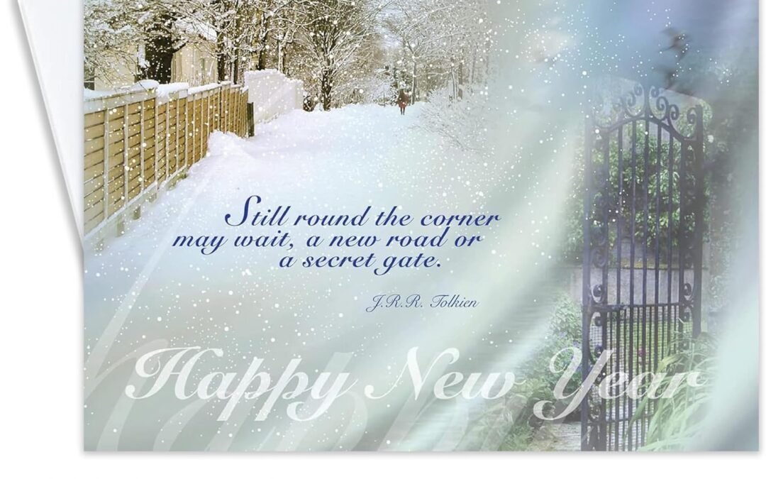 Wholesale OEM ODM New Years Cards for Business & Family (Tolkien Winter Scene) Greeting Card Set Pack of 25 Happy New Year Cards with Envelopes for 2025 (5×7 inch – A7) Great for Office, Work, Employees & Clients N8008 Factory & Supplier