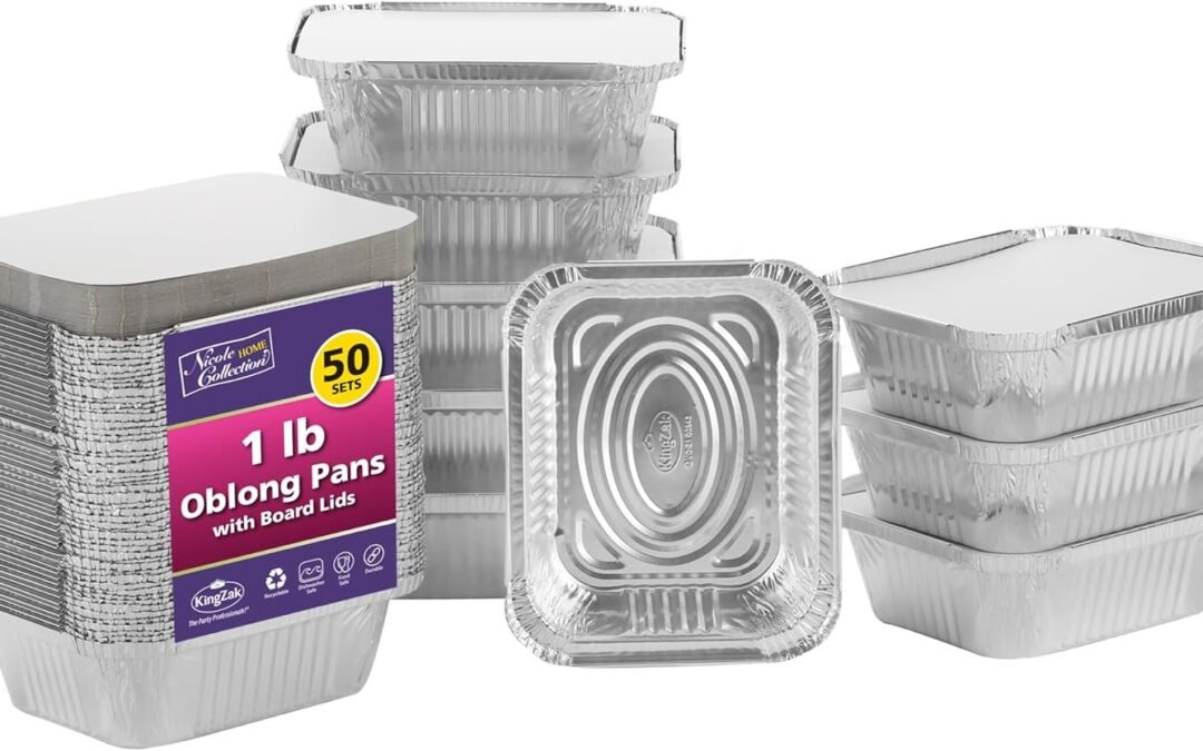 Wholesale OEM ODM Nicole Home Collection Aluminum Pans With Lids – 50 Count – 1LB Oblong Pans (5″x4″)- To Go Containers With Lids – Disposable Tin Foil Pans – Perfect For Catering, Meal Prep, Baking, Freezer Safe Factory & Supplier