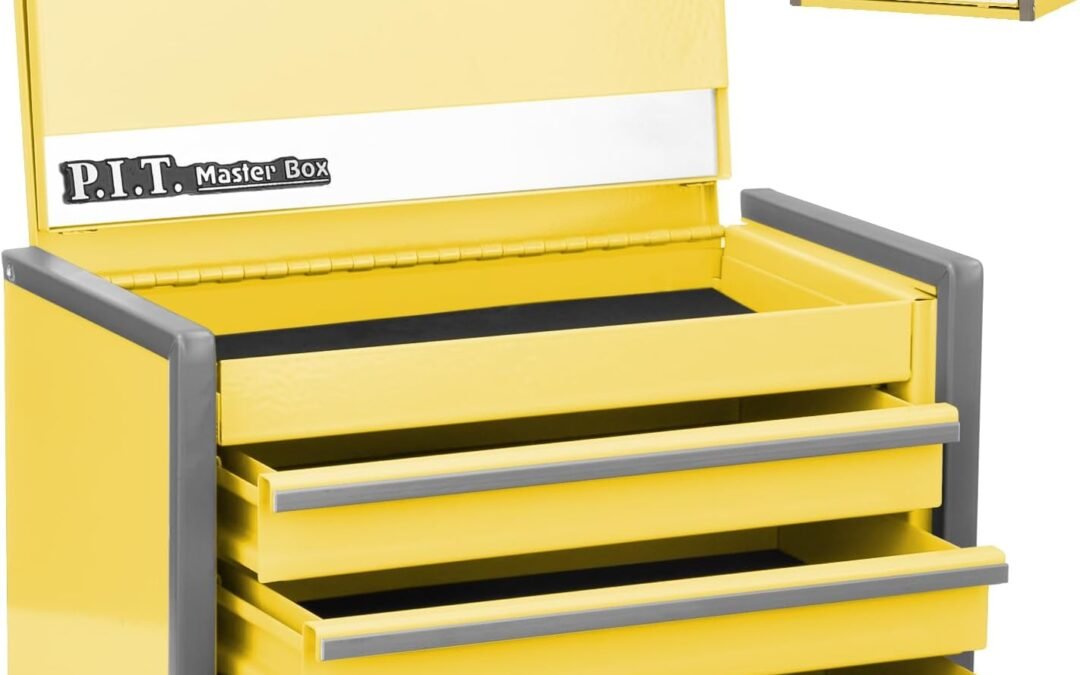 Wholesale OEM ODM P.I.T. Mini Lemon Yellow Tool Box, Portable 3 Drawer Steel Tool Box with Magnetic Tab Locking, Lemon Yellow Micro Top Chest with Liner for Tools Storage, Home DIY Factory & Supplier