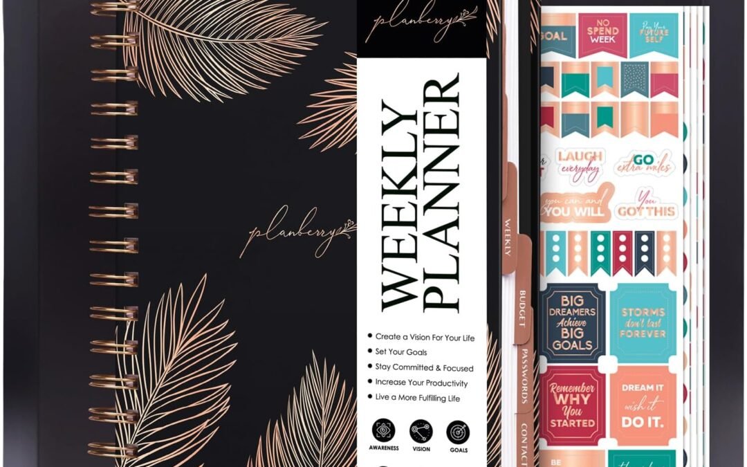 Wholesale OEM ODM PLANBERRY Weekly Planner Premium – Undated Life Organizer & Budget Planner – Time Management, Goal Setting, to-Do List, Work-Life Balance & Habit Tracker – 6.9″ x 8.5″ (Onyx Black) Factory & Supplier