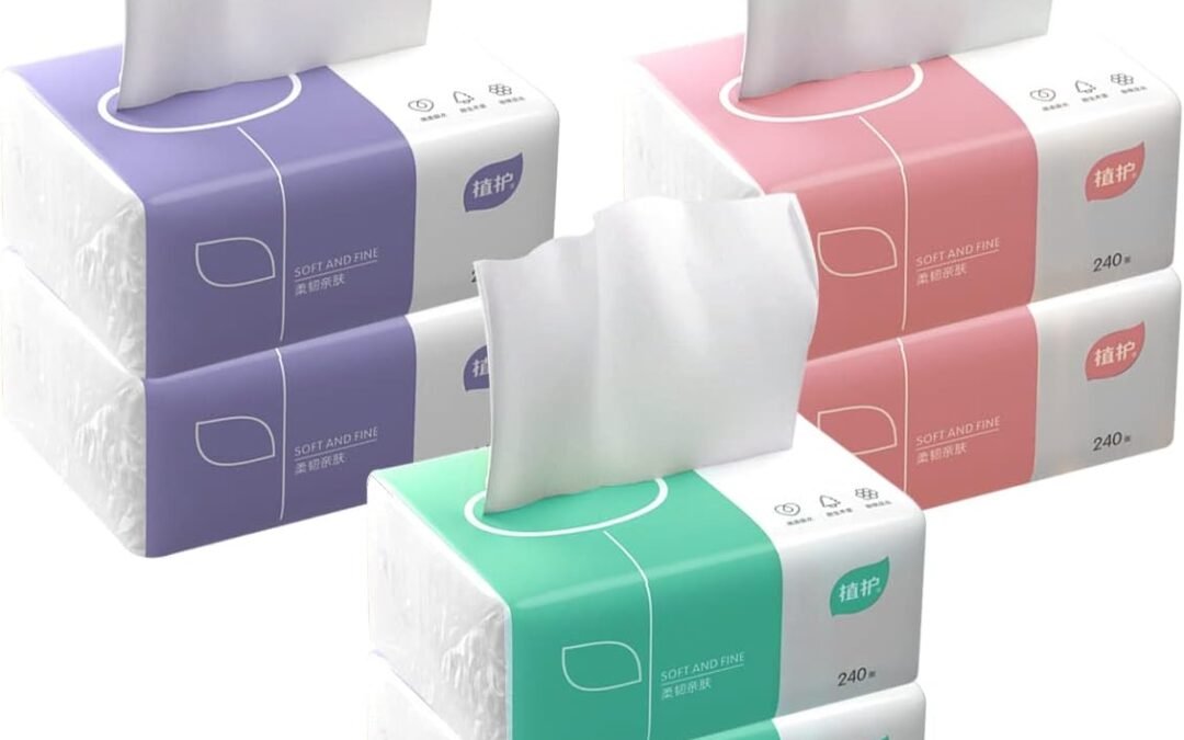 Wholesale OEM ODM Pack of 6, Soft Small Facial Tissue, Toilet Paper, Bag Cover NOT Box, Disposable Facial Napkin, White Facial Paper, Material Wood Pulp Fiber NOT COTTON, 4-Ply, 240 Sheet per Pack Factory & Supplier