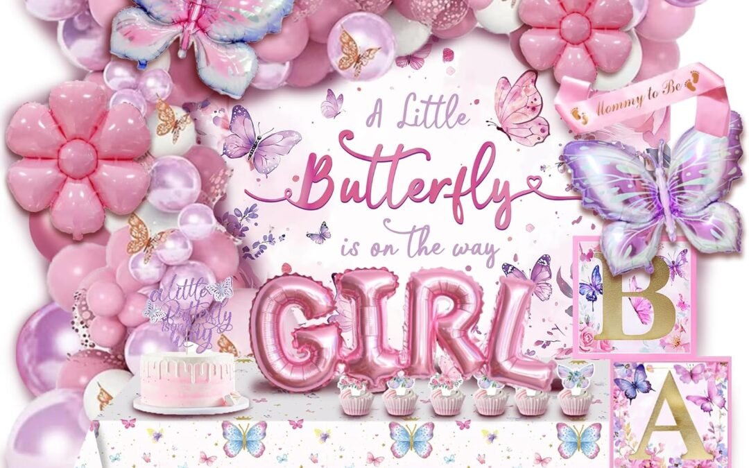 Wholesale OEM ODM Party Spot! 126 pcs Butterfly Baby Shower Decorations For Girl,4 pcs Butterfly Balloon Boxes,Floral,Butterfly Aluminum Foil Balloons,Flower,”A little butterfly is on the way”,”Mommy to be” Sash Factory & Supplier