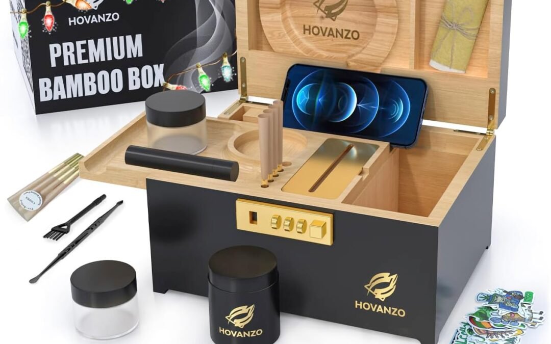 Wholesale OEM ODM Premium Large Bamboo Box – Locking Storage Decorative Box with Combination Lock – Wood Lock Boxes with lid – Wooden Locking Storage with Removable Tray and Jars Factory & Supplier