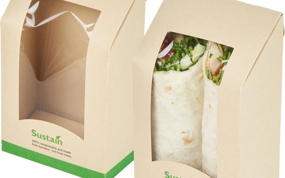 Wholesale OEM ODM Restaurantware-5.9 x 3.7 x 2.1 Inch Ounce Sturdy Paper Take Out Boxes, 50 Disposable Take Out Food Containers – PLA lining, Clear PLA Window, Bamboo Paper Containers, Compostable, Greaseproof Factory & Supplier