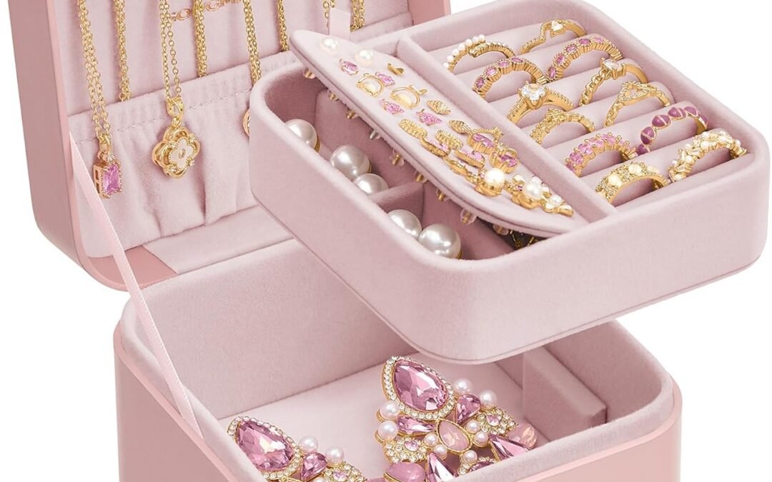 Wholesale OEM ODM SONGMICS Jewelry Box, Travel Jewelry Case, 2-Layer Jewelry Holder Organizer, Portable Versatile Earring Storage, for Small Accessories, Jelly Pink UJBC185R02 Factory & Supplier
