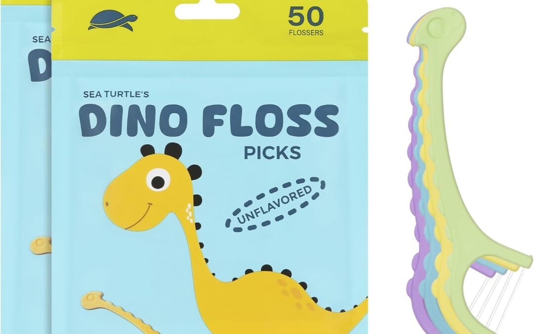 Wholesale OEM ODM Sea Turtle Kids Dino Floss Picks – Corn Starch Handle – Thin Thread Tooth Dental Flossers – Unflavored (100) Factory & Supplier