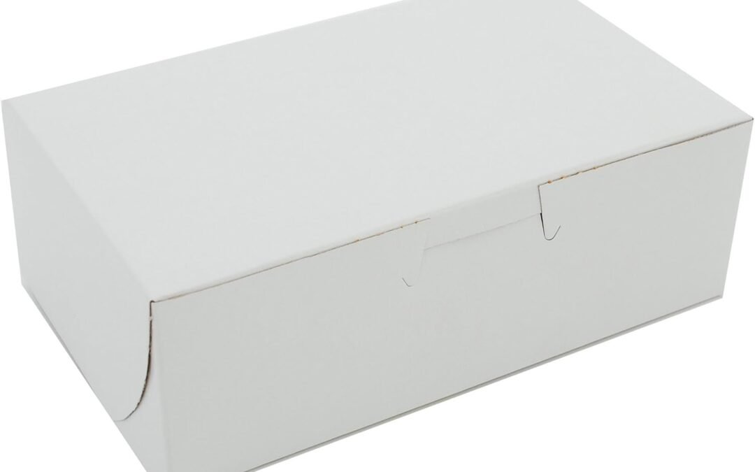 Wholesale OEM ODM Southern Champion Tray 0911 Premium Clay Coated Kraft Paperboard White Non-Window Lock Corner Bakery Box, 6-1/4″ Length x 3-3/4″ Width x 2-1/8″ Height (Case of 250) Factory & Supplier