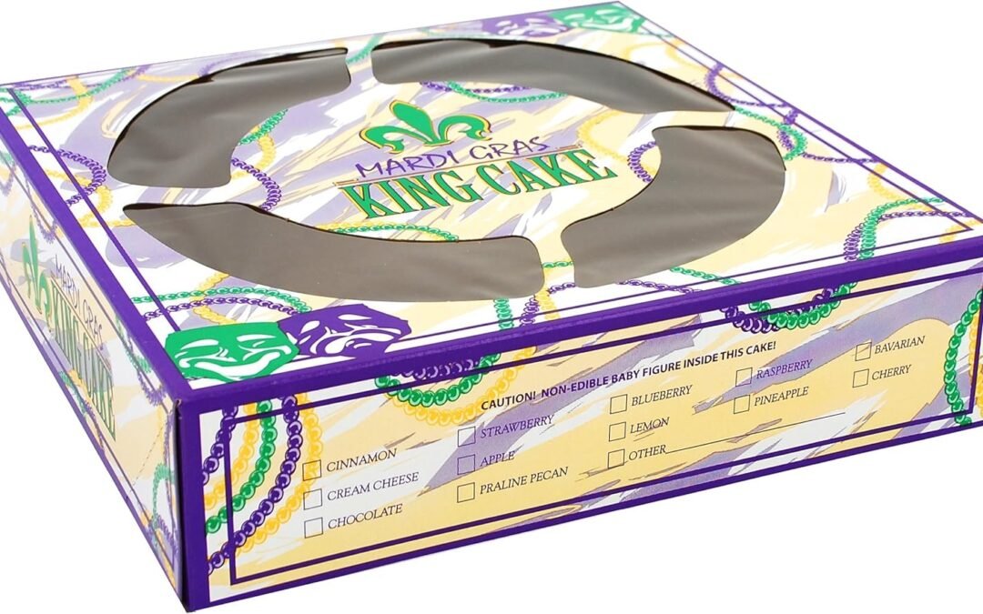 Wholesale OEM ODM Southern Champion Tray 2486 Clay Coated Kraft Paperboard Mardi Gras King Cake Print Window Bakery Box, 10-in. Length x 10-in. Width x 2-1/2-in. Height (Case of 100) Factory & Supplier