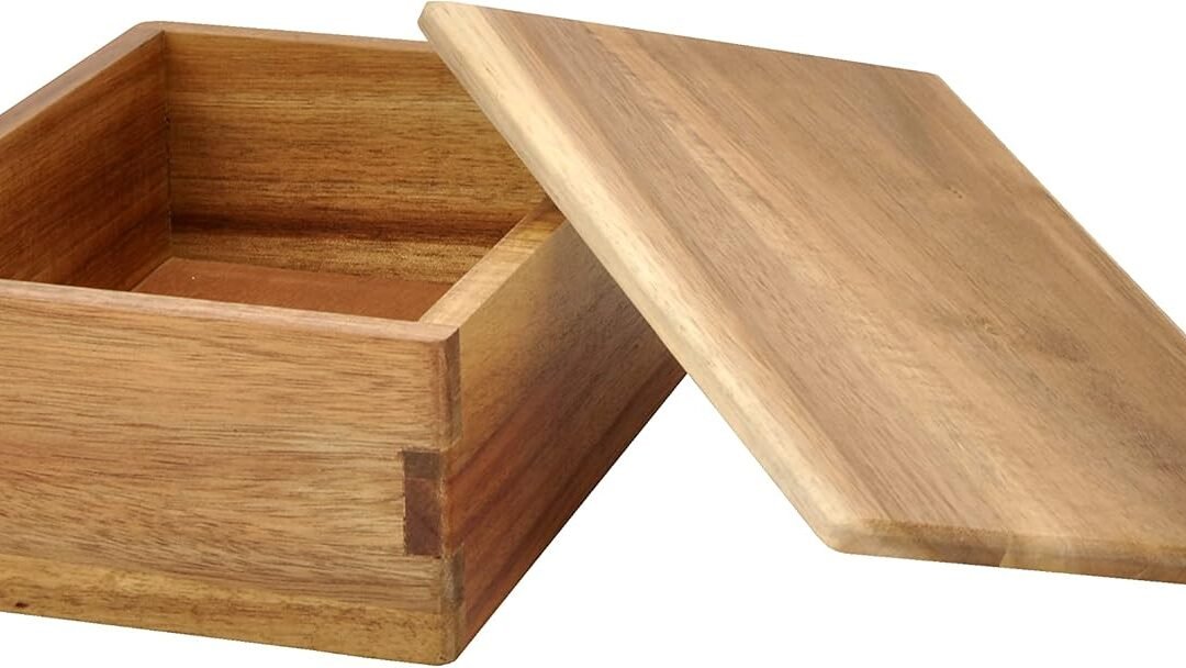 Wholesale OEM ODM Spiretro Wooden Storage Box with Lid, Stash Box, Keepsake Chest to Organize Jewelry, Coins, Cards, Small Treasure, Handmade Natural Acacia Decorative Crate, Brown- 8 x 6 x 3 inches Factory & Supplier