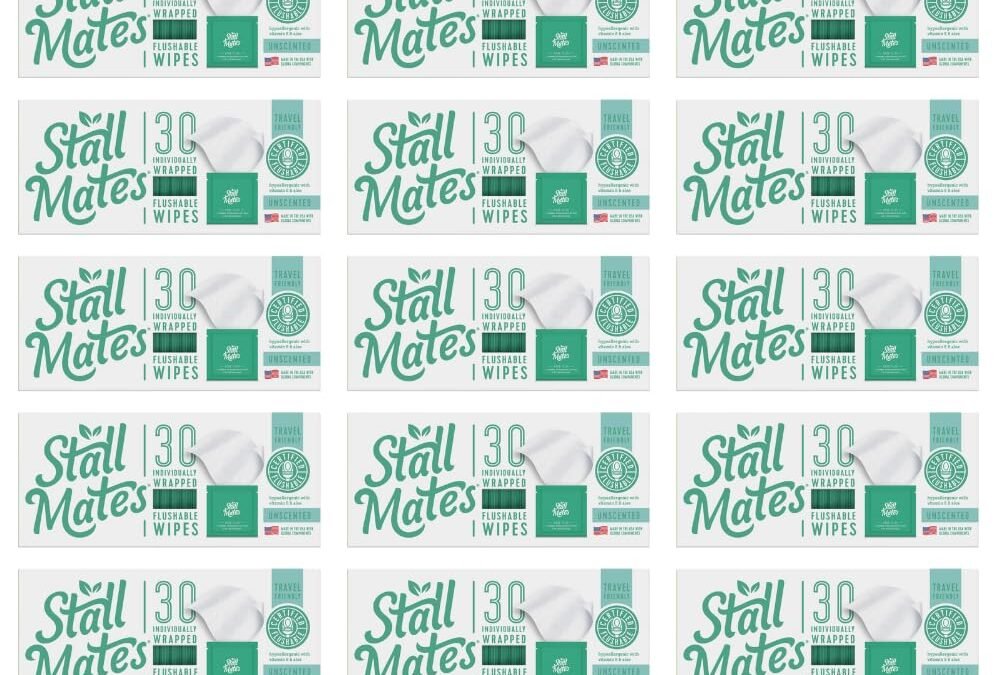 Wholesale OEM ODM Stall Mates Wipes – Flushable Wipes | Individually Wrapped | Travel Friendly | Unscented with Vitamin-E & Aloe | 15 Boxes of 30 on-the-go singles | 450 wipes total Factory & Supplier