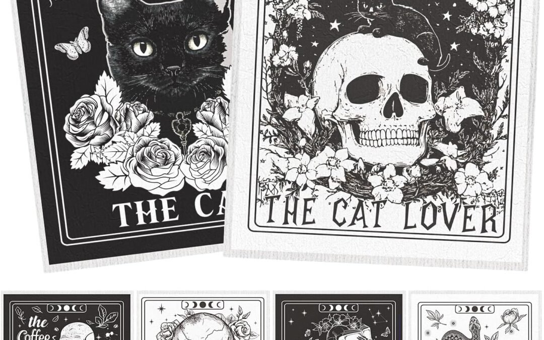 Wholesale OEM ODM Swedish Dishcloths for Kitchen, 6PCS Black and White Skull Swedish Dish Cloths Gift Set, Reusable Washable Absorbent Dish Towel for Home Cleaning Factory & Supplier