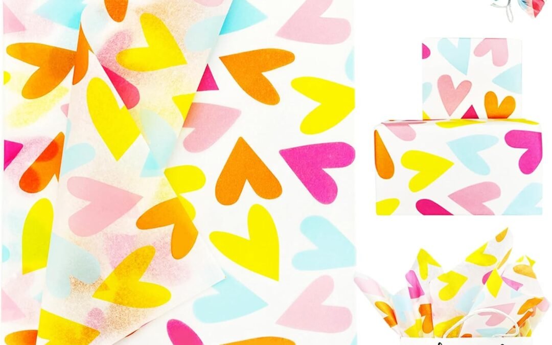 Wholesale OEM ODM TTLLQQ 100 Sheets, 20″ x 14″, Vibrant and Colorful Heart Shaped Gift wrap Tissue Paper,Rainbow Hearts Tissue Paper for Gift Bags, Gift wrap, Crafts, Children’s Gifts, Valentine’s Day, Weddings, Factory & Supplier