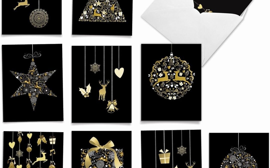 Wholesale OEM ODM The Best Card Company 10 Christmas Greeting Cards with Envelopes (Not Gold Foil), Humor Holiday for Men and Women – Golden Holidays M6723XSG Factory & Supplier