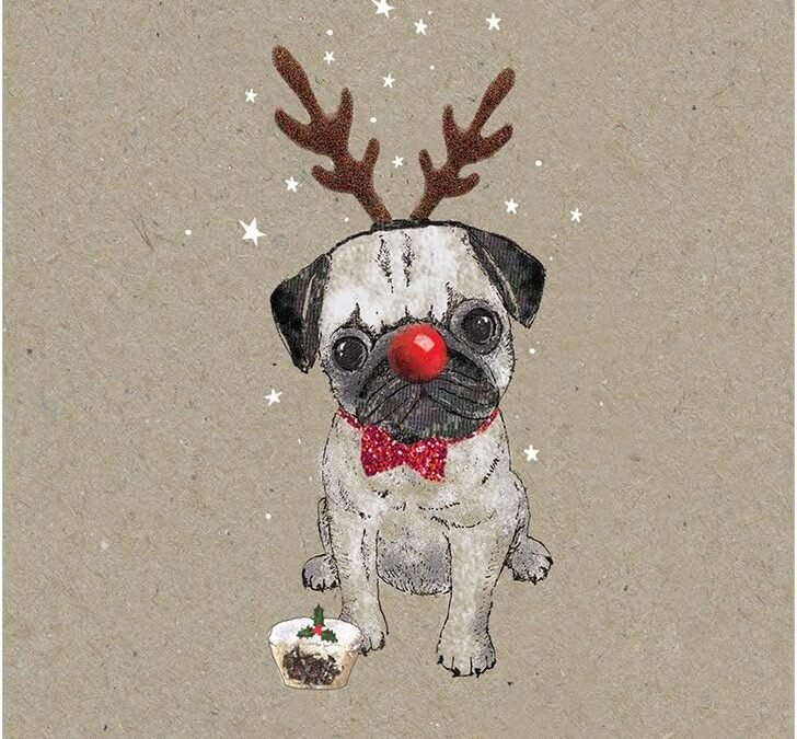 Wholesale OEM ODM Tree-Free Greetings Holiday Greeting Cards, Pug Happy Christmas, Vintage Brown Recycled Paper, Boxed Note Card Set, 10-Pack (HB93301) Factory & Supplier