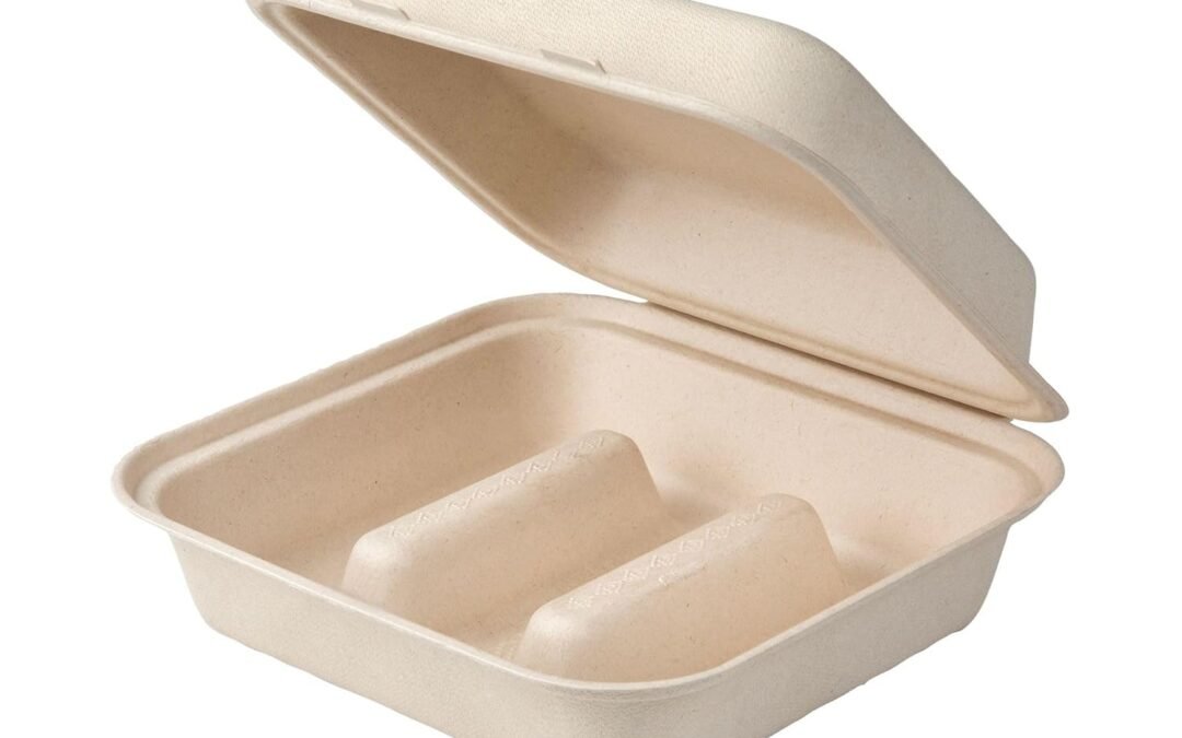 Wholesale OEM ODM Vegware Compostable 7″ Taco Clamshell To Go Containers, Case of 300, 3 Compartment, Reclaimed Natural Fiber, For Cold or Hot Food, Large Take Out Food Box, Tree-Free, Doesn’t Trap Condensation Factory & Supplier