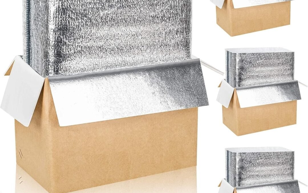 Wholesale OEM ODM Whaline 4 Pack Insulated Shipping Box with Foil Aluminum Bag Liner Resuable Cold Carton Cooler Boxes Food Delivery Box for Frozen Perishable Item Packing Moving, 8.7×5.1×6.3” Factory & Supplier