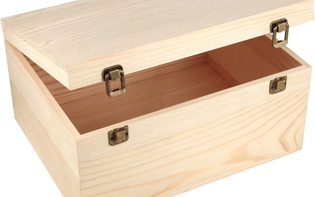 Wholesale OEM ODM Woiworco Extral Large Wooden Box, 13 x 10 x 6.5 inch Natural Unfinished Pine Wood Boxes with Hinged Lid and Front Clasp for DIY Craft Art, Hobbies, Jewelry Box and Home Storage Factory & Supplier
