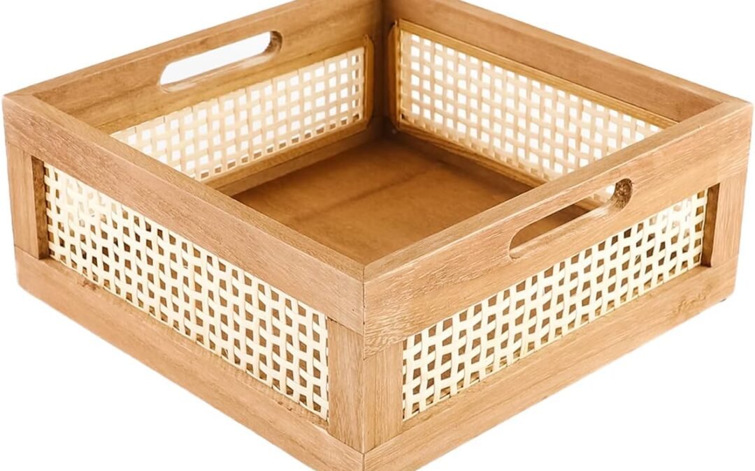 Wholesale OEM ODM Woven Wooden Storage Crate Box, Decorative Rustic Bamboo Basket With Built-In Handles for Kitchen Pantry, Cabinet, Office, Bedroom, Country Decor (Brown) Factory & Supplier