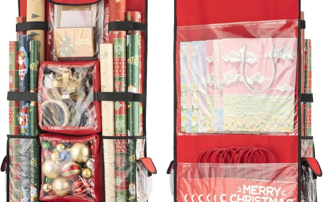 Wholesale OEM ODM Wrapping Paper Storage, Gift Wrap Organizer Holder Double-Sided Hanging Gift Bag Storage Organizer Factory & Supplier