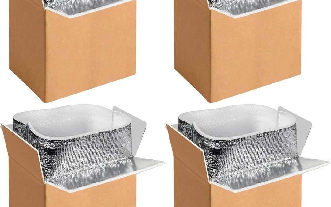 Wholesale OEM ODM YSSOA 4 Pack Insulated Shipping Boxes with Aluminum Foil Liner,Thermal Insulation Cold Pack Shipping Boxes for Frozen, Reusable Styrofoam Cooler Box, Small Mailing Box, 6”x5”x9” Factory & Supplier