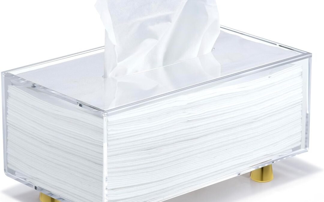 Wholesale OEM ODM YoBa Thick Acrylic Tissue Box Holder Rectangular Clear Tissue Box Dispenser with 4 Aluminum Legs for Bathroom, Kitchen, Bedroom, Office, Hotels and Restaurant (Rectangle, Clear (Gold Legs)) Factory & Supplier