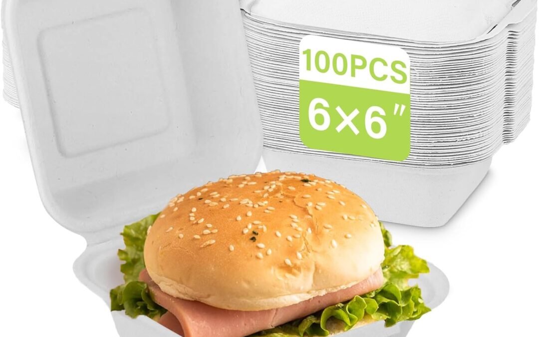 Wholesale OEM ODM greensight To Go Containers Disposable 6X6, 100 Pack Clamshell Food Containers, Compostable To Go Boxes, Biodegradable Food Containers With White Bagasse Factory & Supplier